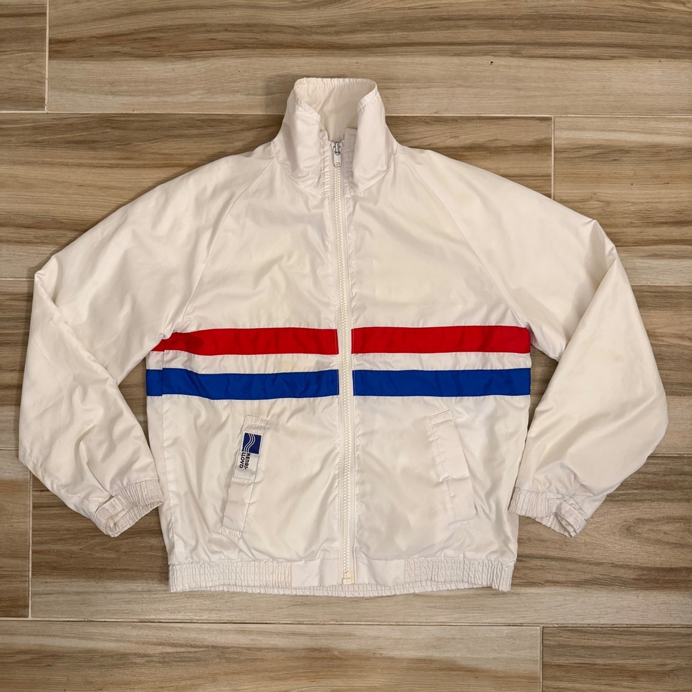 Vintage Henri Lloyd Sailing Jacket Mens XS Fits Small White Red Blue Windbreaker